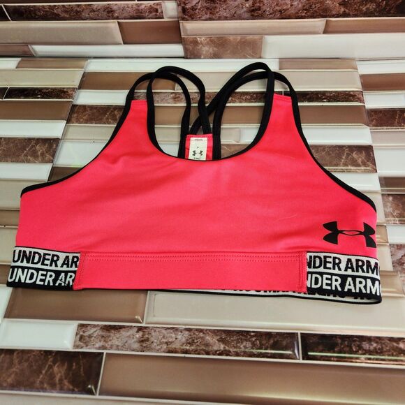 Under Armour Sports Bra Heat Gear Size M Fitted Pink - Picture 1 of 5